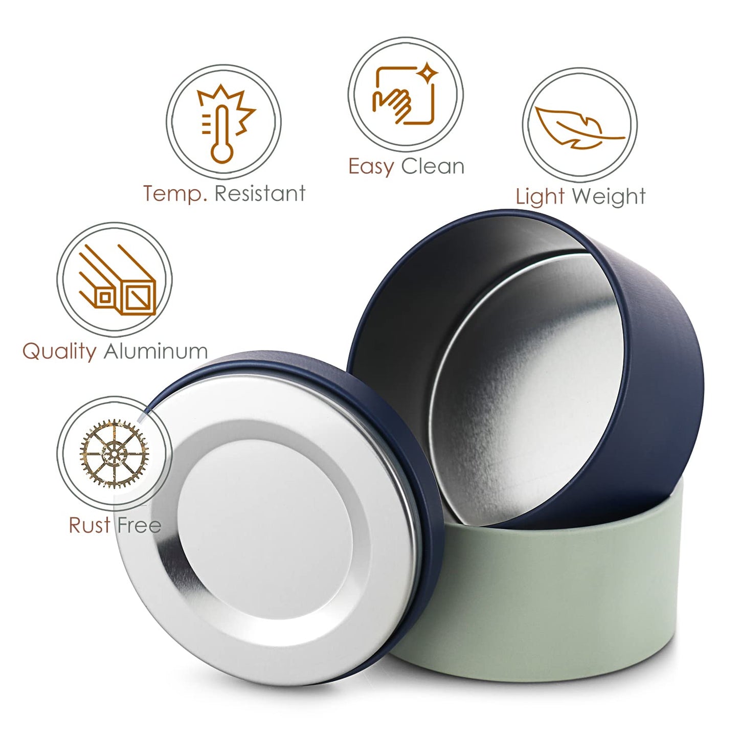 Hearth & Harbor Tin Candle Jars for Making Candles - DIY Candle Containers with Lids - Metal Candle Jars - Bulk Tins Storage for Candle (12, Navy and Sage)