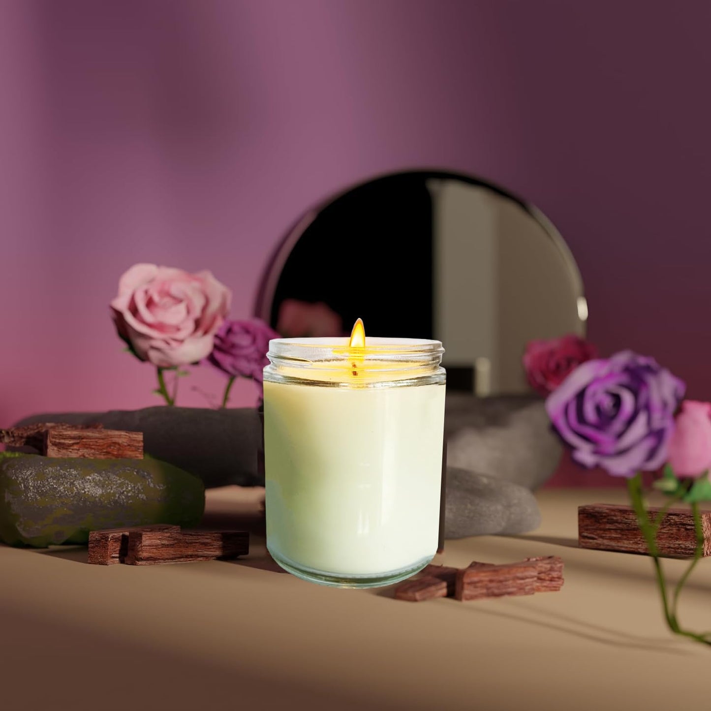 Veiuwa 24 Pcs 6 Oz Rose Scented Soy Candles Set,Mason jar Bulk Candles for Gifts,Aromatherapy Candle,Great Stress Relieving Scented Candle for Girls as a Gift for Birthdays, Weddings and More!
