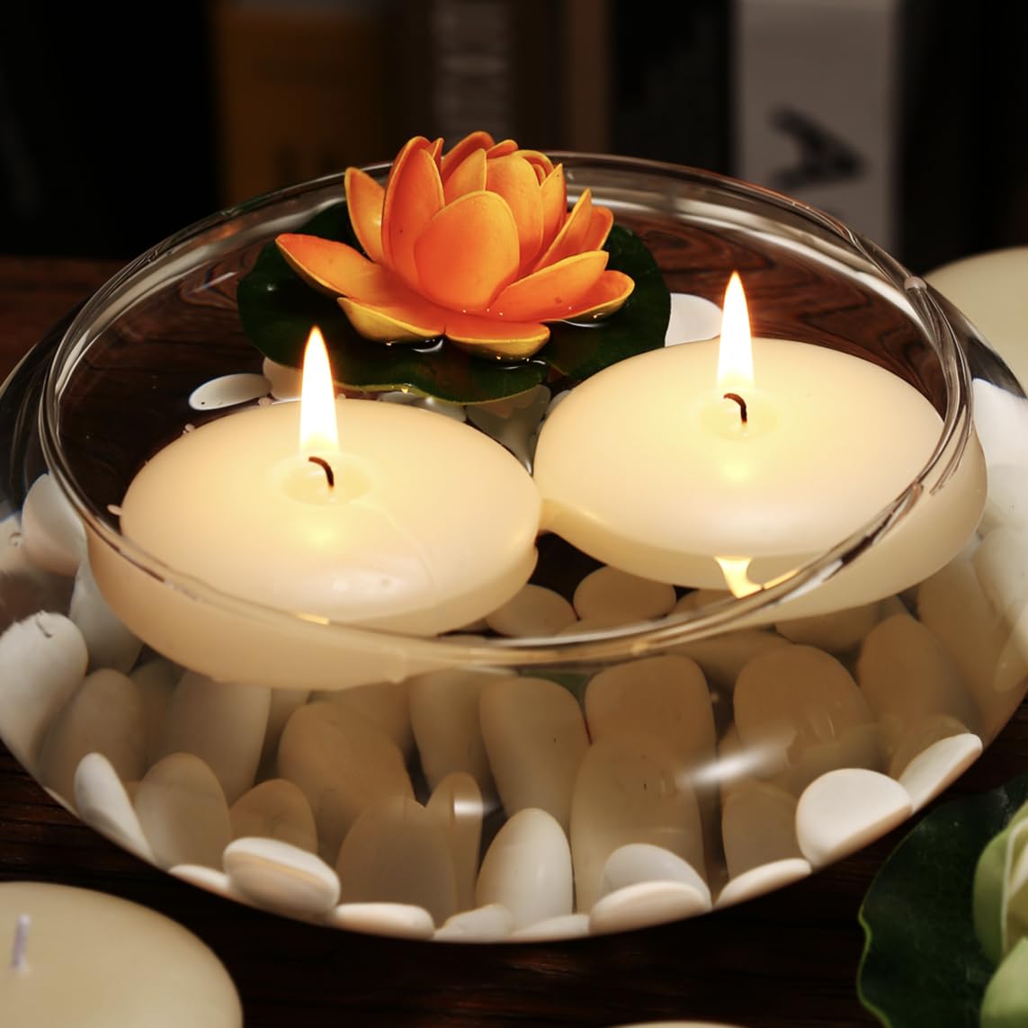 KNOURT 12 Pack Floating Candles, 3” Ivory Unscented Dripless Wax Burning Candles, for Weddings, Party, Cylinder Vases, and Home Decorations…