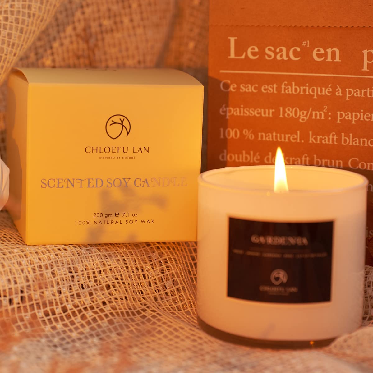 Chloefu LAN Valentines Scented Candles Gifts for Women Gardenia and Jasmine Candles 7.1oz|45 Hour Long Lasting Highly Scented 100% Soy Candle, Home Decor, Aromatherapy Candle with Gift Box 2 Pack