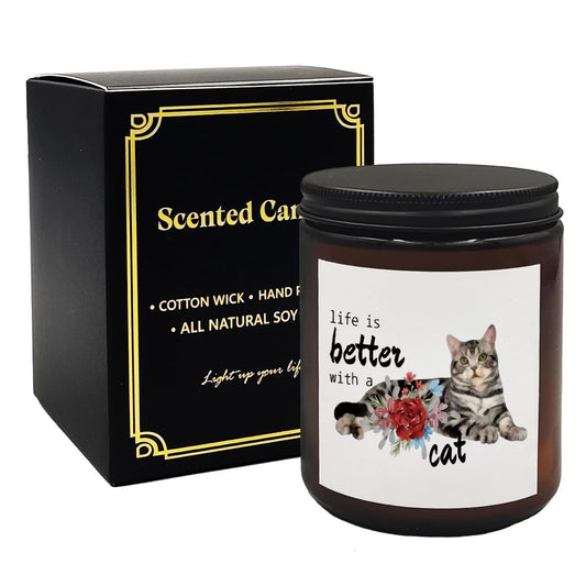 Mancheng-zi Cat Candle - Scented Candles for Cat Lovers, Women, Moms, and Owners - Life is Better With a Cat