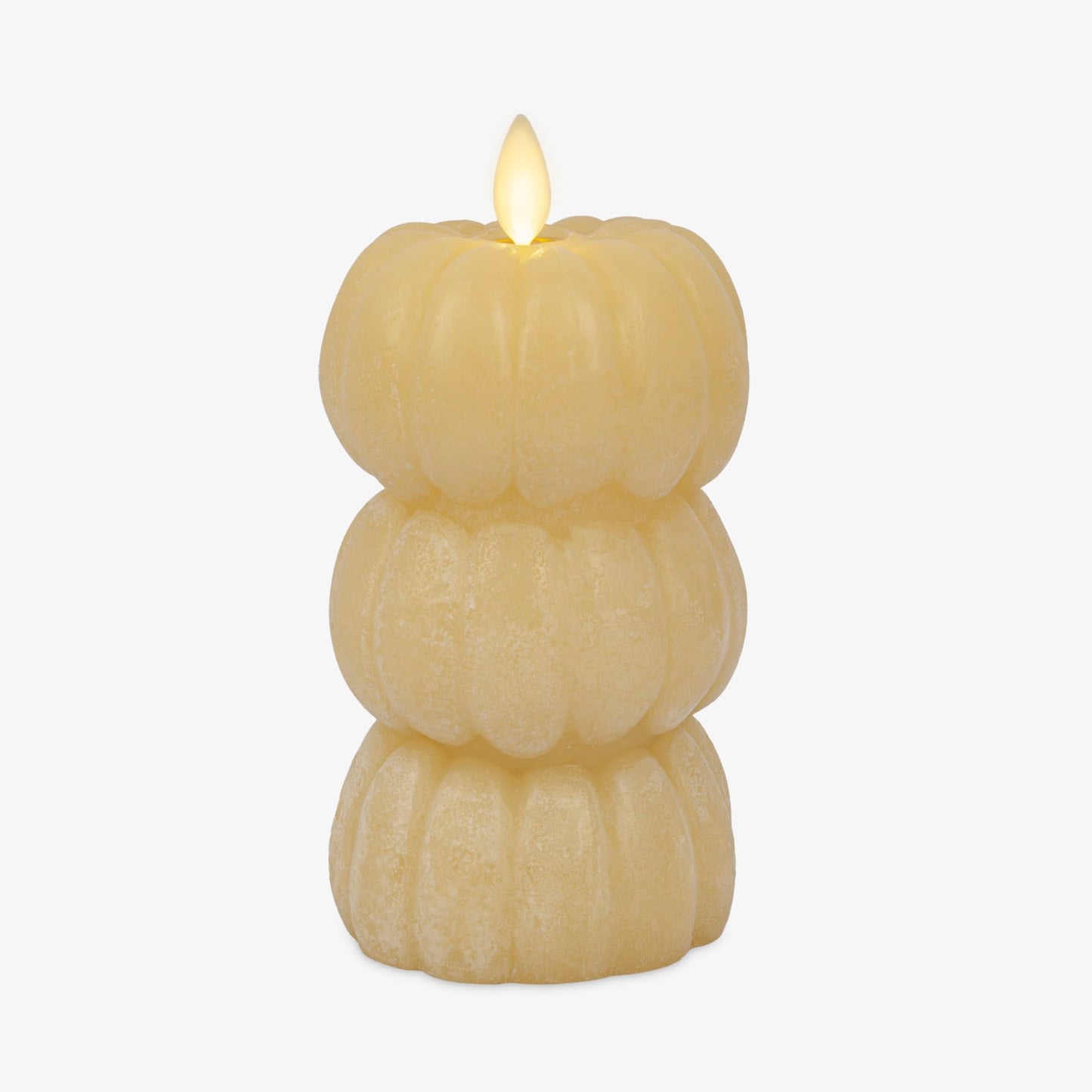 Luminara Chalky Stacked Pumpkins Figural Flameless Flickering Moving Flame LED Candle (3.1" x 6"), Chalky Finish Real Unscented Wax, Time Function (Golden Husk)