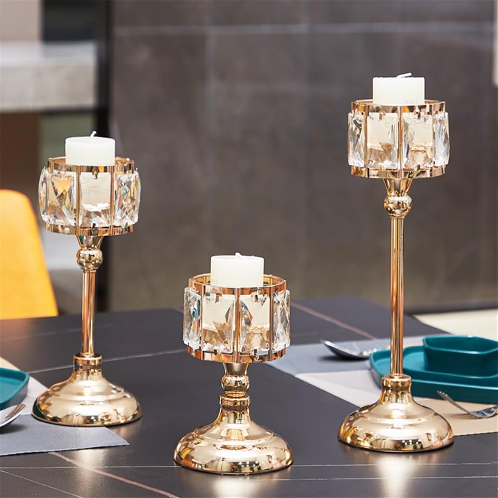 YUHUAWF Candle Holderss Simple Iron Glass Candlestick Modern Table Decoration Ornaments Candle Holder Gift Decorative Candlestick(Gold,Small)