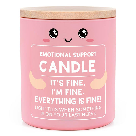 IDELTIME Funny Emotional Support Candle 10Oz, Cheer Up/Stress Relief/Self Care Gifts for Friends Sister Coworker Mom Wife, It's Fine I'm Fine Everything Is Fine Encouragement Scented Candles for Women