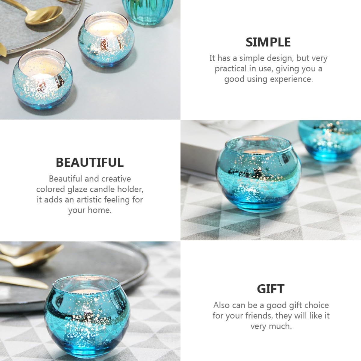 SHINEOFI 12pcs Decorative Glass Candleholders Hollow Candle Cups for Home Décor Table Centerpieces and Wedding Party Use
