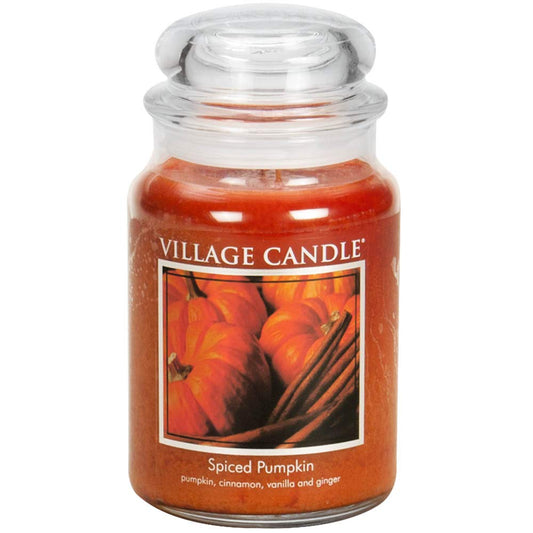 Village Candle Spiced Pumpkin Large Apothecary Jar, Scented Candle, 21.25 oz. (Pack of 6)