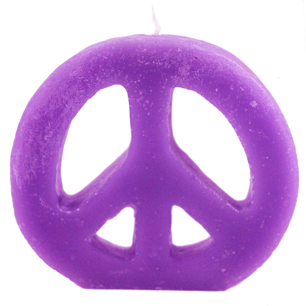 Candlestock Handmade Colorful Peace Sign Candle - Red - Yellow - Green - Blue - Lavender - Pink (Green)