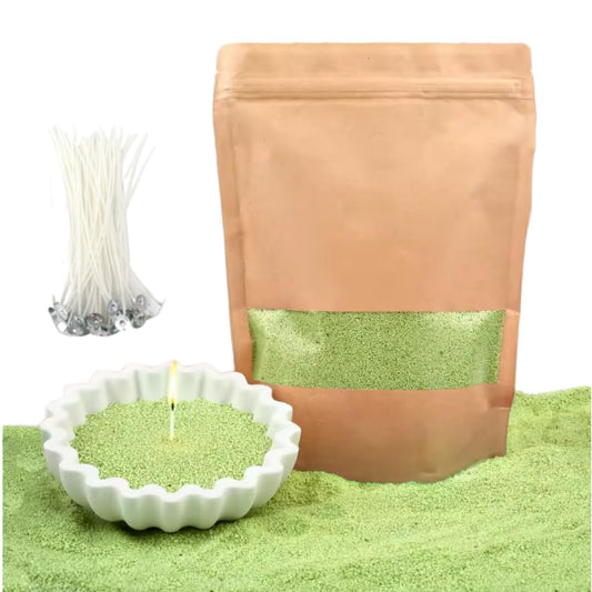 PHYMAT Unscented Plant-Based Colored Candle Sand Wax Bulk, 1.1LB Pearled Candle Wax, Refillable Sand Candles with 50pcs Wicks Kit for DIY Handmade Candle Making, Party, Wedding, Home Decor