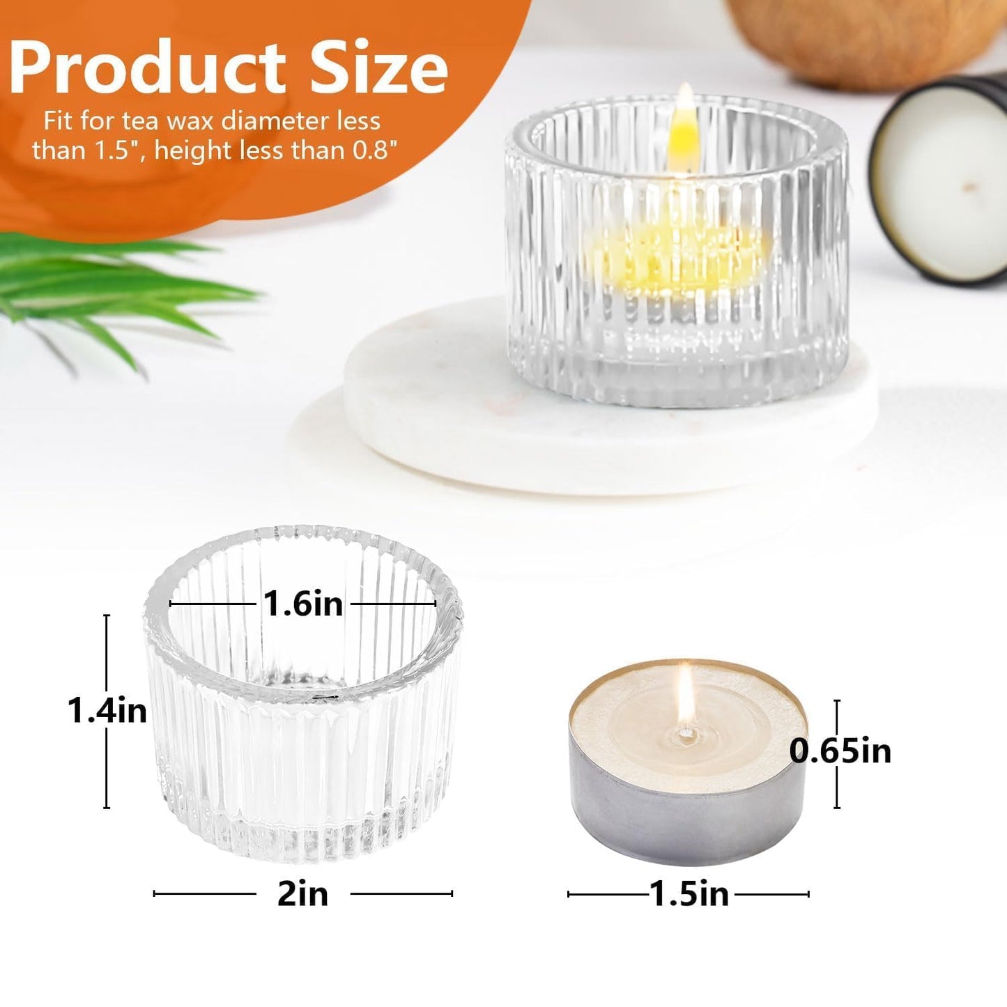 JOYIT Clear Votive Candle Holders Bulk Set of 4, Tealight Candle Holder for Wedding Table Centerpiece, Glass Small Candle Holders for Birthday Party, Valentine's Day, Home Decor (2''X 1.4'')