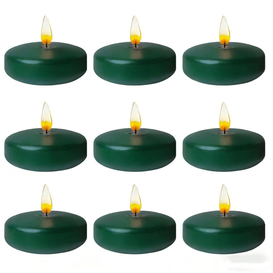 Dark Green Floating Candles 3 Inch 12 Pack – Paraffin Wax Floating Candle for Greenery Weddings, Christmas, Parties & Home Décor – Long Burning & Clean Flame