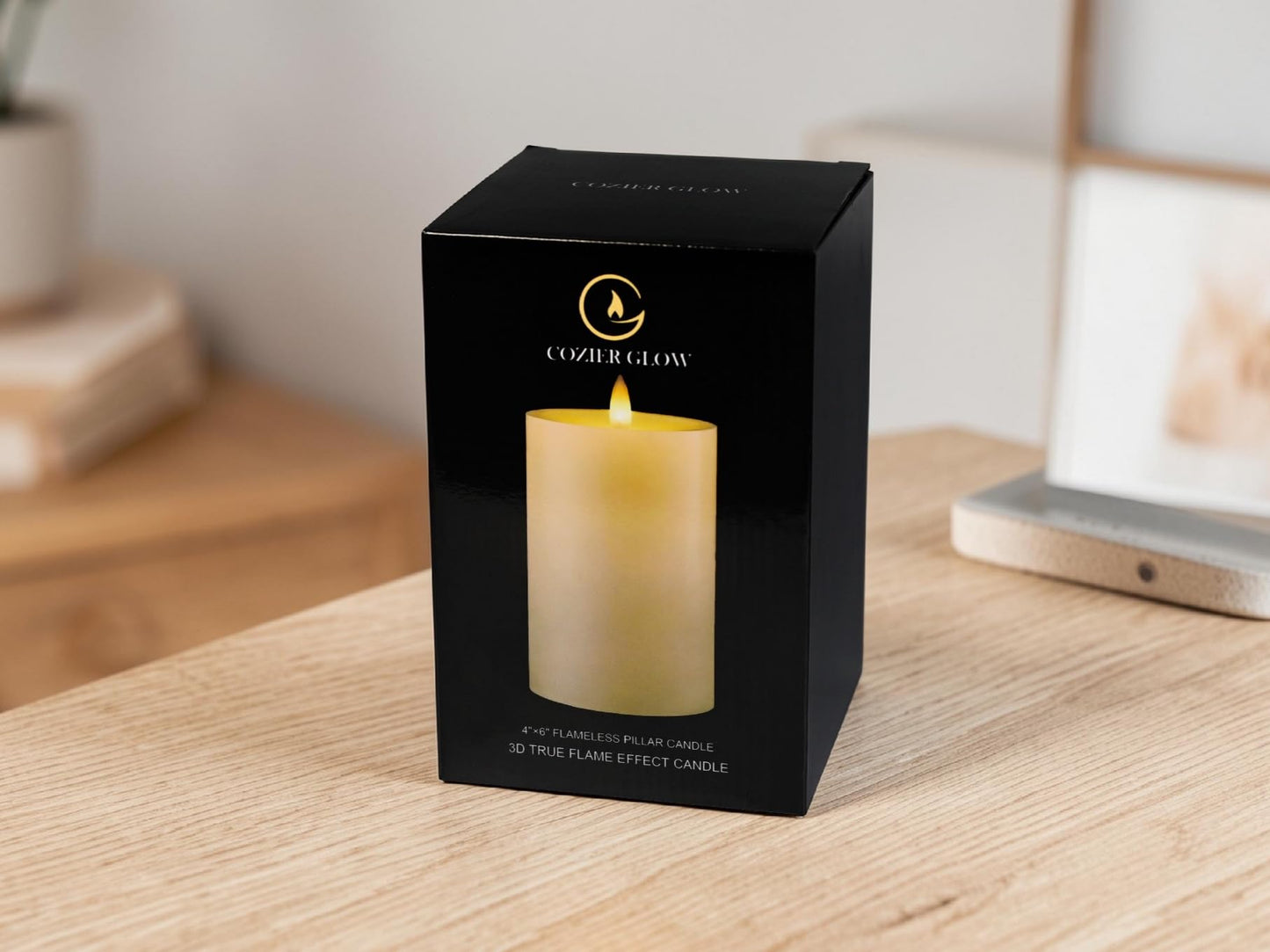CozierGlow 4"x6" Flameless Pillar Candles, 3D Moving Flickering Flame with Remote Timer, Battery Operated LED Candles Up to 400 Hours, Real Wax Pillars for Home Decor (Berry Thicket)