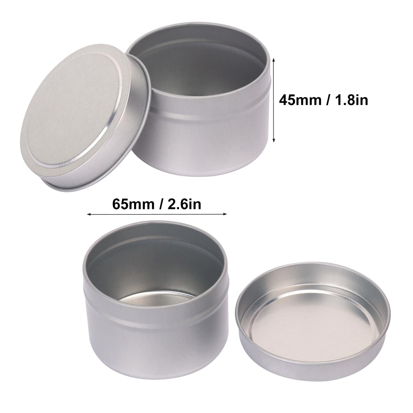 Biugaaufai 48 Pack 4 oz Sliver Metal Candle Tins with Lids, Round, Matte Finish, for DIY Candle Making and Storage