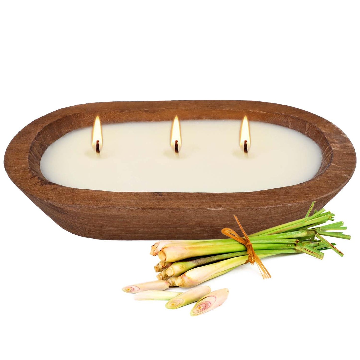 Citronella Candle in Wooden Bowl, 8oz Triple-Wick Smokeless Candle, Clean Burning Natural Citronella Scented Candle for Home Decor, Patio, Garden and Relaxation