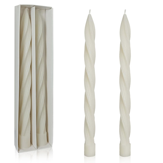 Handmade Unscented Long Spiral Taper Candle Milk White 10 Inch Smokeless Tall Twisted Candlesticks Elegant Design for Home Weddings Festive Seasons Décor