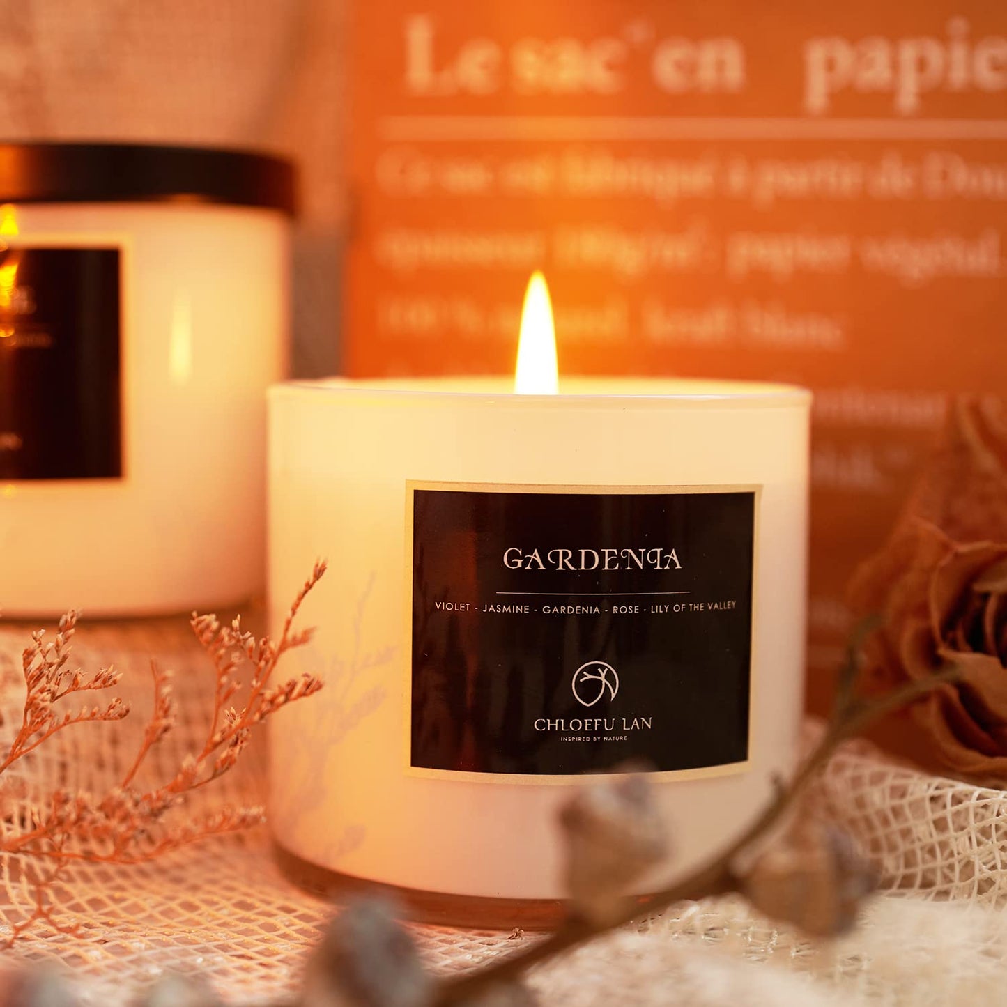 Chloefu LAN Valentines Scented Candles Gifts for Women Gardenia and Jasmine Candles 7.1oz|45 Hour Long Lasting Highly Scented 100% Soy Candle, Home Decor, Aromatherapy Candle with Gift Box 2 Pack