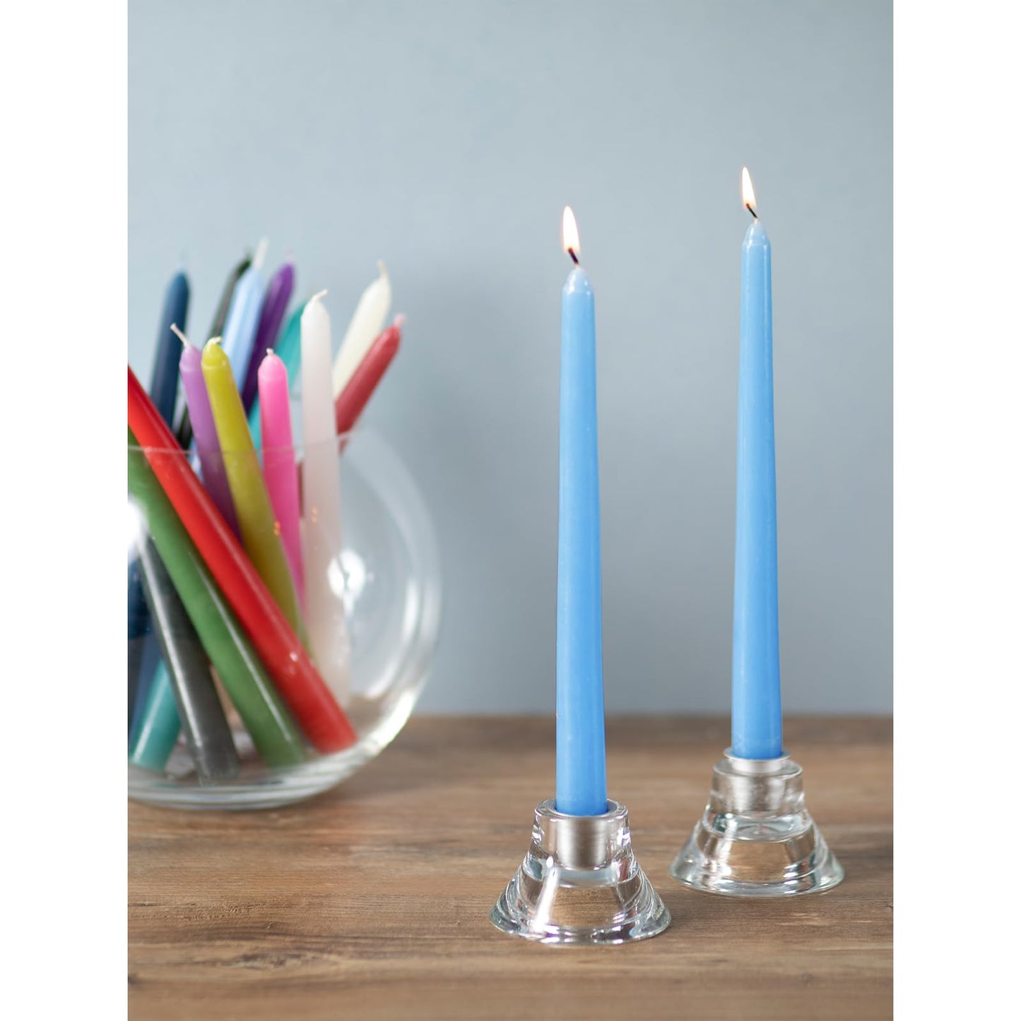 CANDWAX Light Blue 10 inch Taper Candles Set of 4 - Unscented Smokeless Dripless Tapers for Dinner Table, Home Decor, Easter Decor, Party, Wedding and Ordinary Dinners - Spring Candles