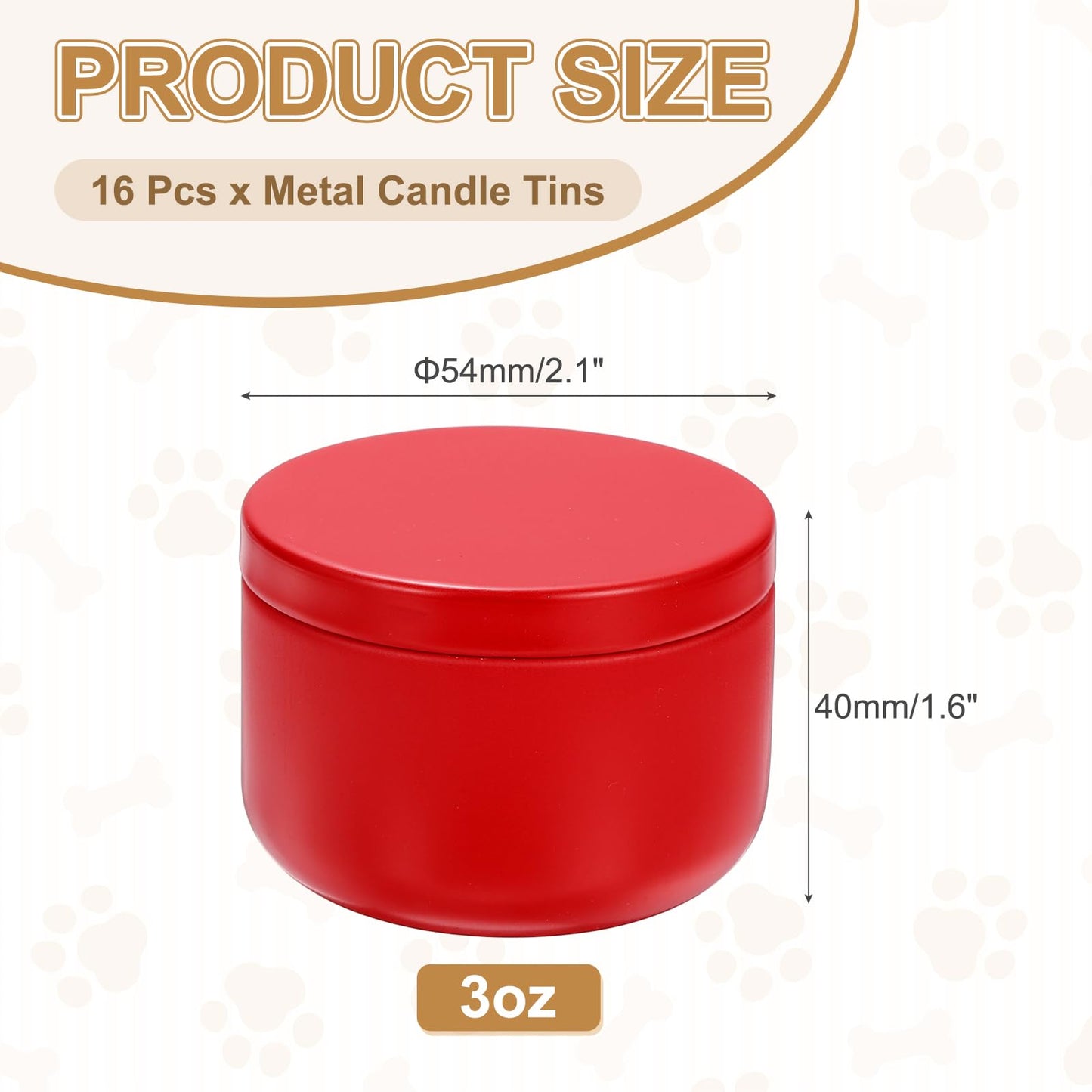 MECCANIXITY 3oz Candle Tins, 16pcs Metal Candle Tins Jars with Lids Round Empty Tin Can Containers Bulk for Storage Tea and Making DIY Arts Crafts Christmas Gifts, Red