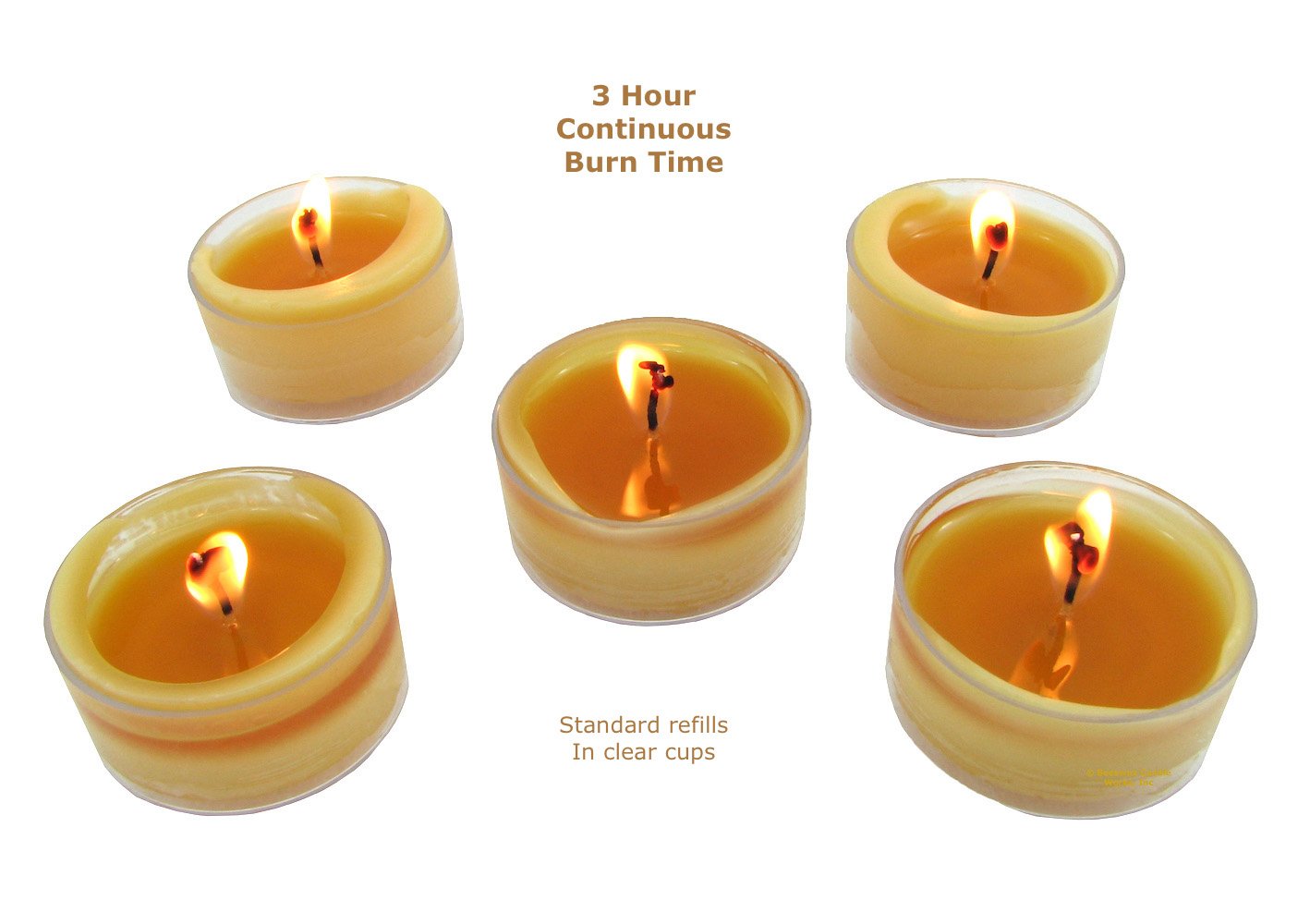Beeswax Candle Works, 6-Hour Tea Light Refills (Pack of 36) NO Cups, 100% USA Beeswax