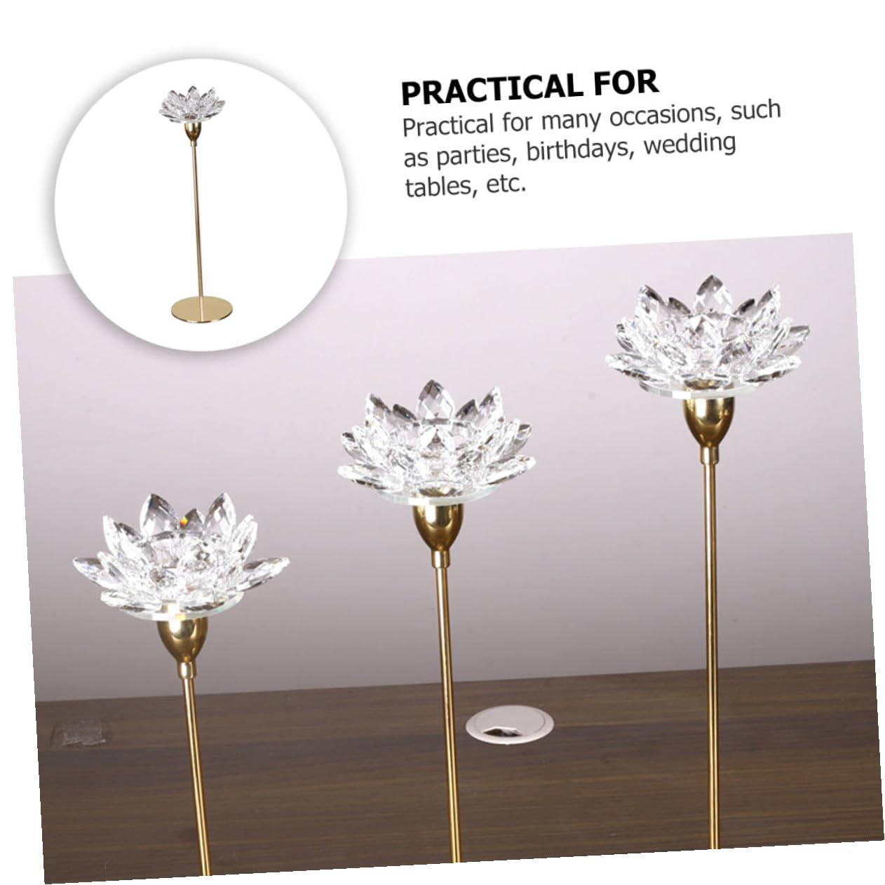 FOMIYES Metal Candlestick Holder Crystal Lotus Candleholder Small Size Simple Decorative Candle Stand Wedding Candlelight Dinner Ornament