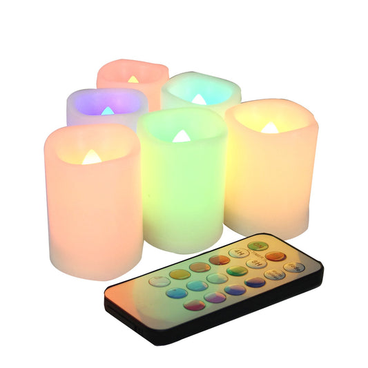 CANDLE CHOICE Color Changing Battery Operated Flameless Votive Candles with Remote Timer Realistic Flickering Fake Electric Multicolor LED Lights for Wedding Christmas Decorations Battery Incl. 6 Pack