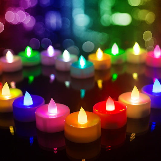 BEICHI Color Changing LED Tea Lights Bulk, 12 Pcs Flameless Tealight Candles with Colorful Lights, Battery Operated Colored Fake Candles, No Flickering Light, White Base