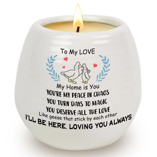 Gifts for Him Her Wife Husband, to My Love 18Oz Lavender Scented Ceramic Jar Candle, Birthday Gift for Girlfriend Boyfriend, Romantic Anniversary Christmas Valentines Day Gifts for Wife Husband