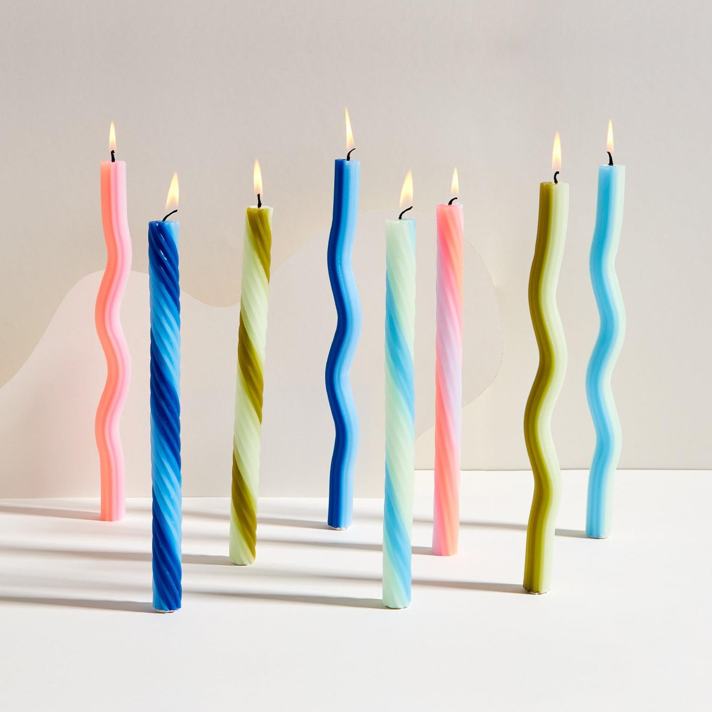 Rope Candles (2 Pack) - Joyful Spiral Design Taper Candlesticks | Bright Colors | 7/8” diam x 11” Length | Designed by Lex Pott | Made in USA (Orange)