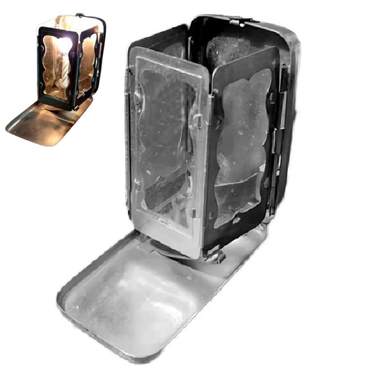 Folding Pocket Candle Lantern, Portable Stainless Steel Candle Holder for Real Candles,Vintage Small Pocket Lantern Candles Holder Storage Box for Camping Hiking Travel