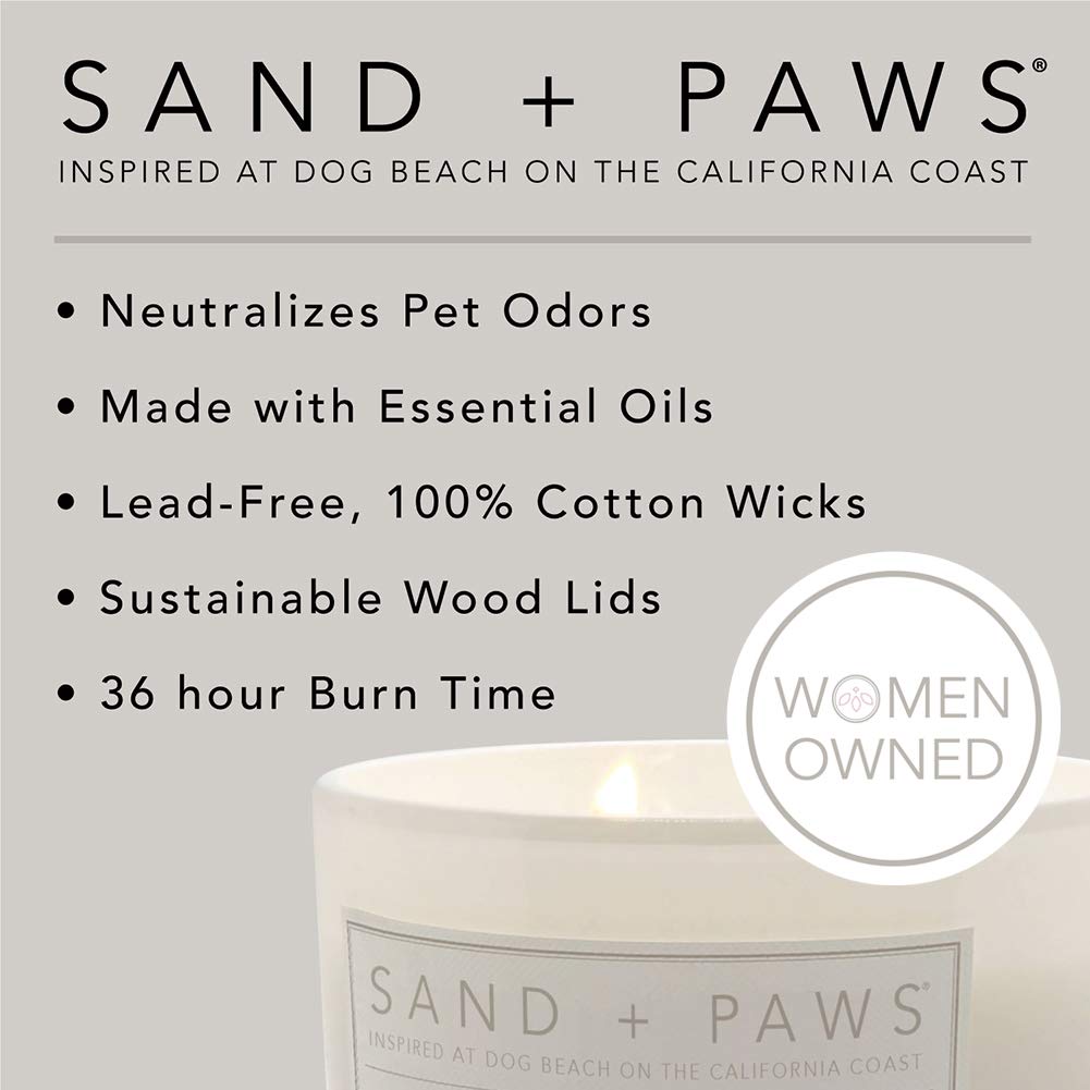 Sand + Paws Scented Candle - Newport - Additional Scents and Sizes –Luxurious Air Freshening Jar Candles Neutralize pet Odors and Enhance Home décor – 100% Cotton Lead-Free Wicks - 12 oz
