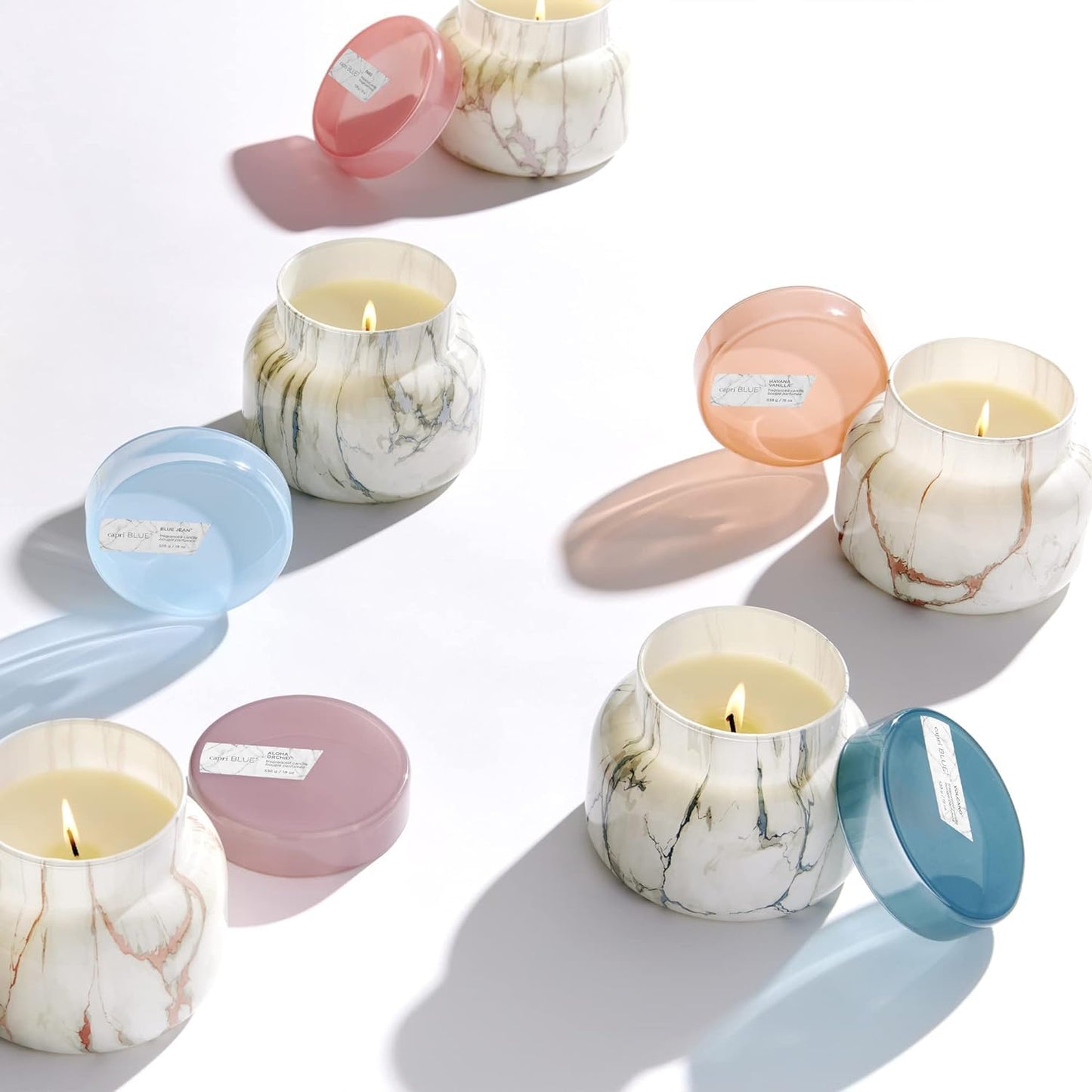 Capri Blue Modern Marble Jar Candles - Luxury Candles for Home Scented - Long Lasting Soy Wax Blend - (Aloha Orchid, 19 oz)