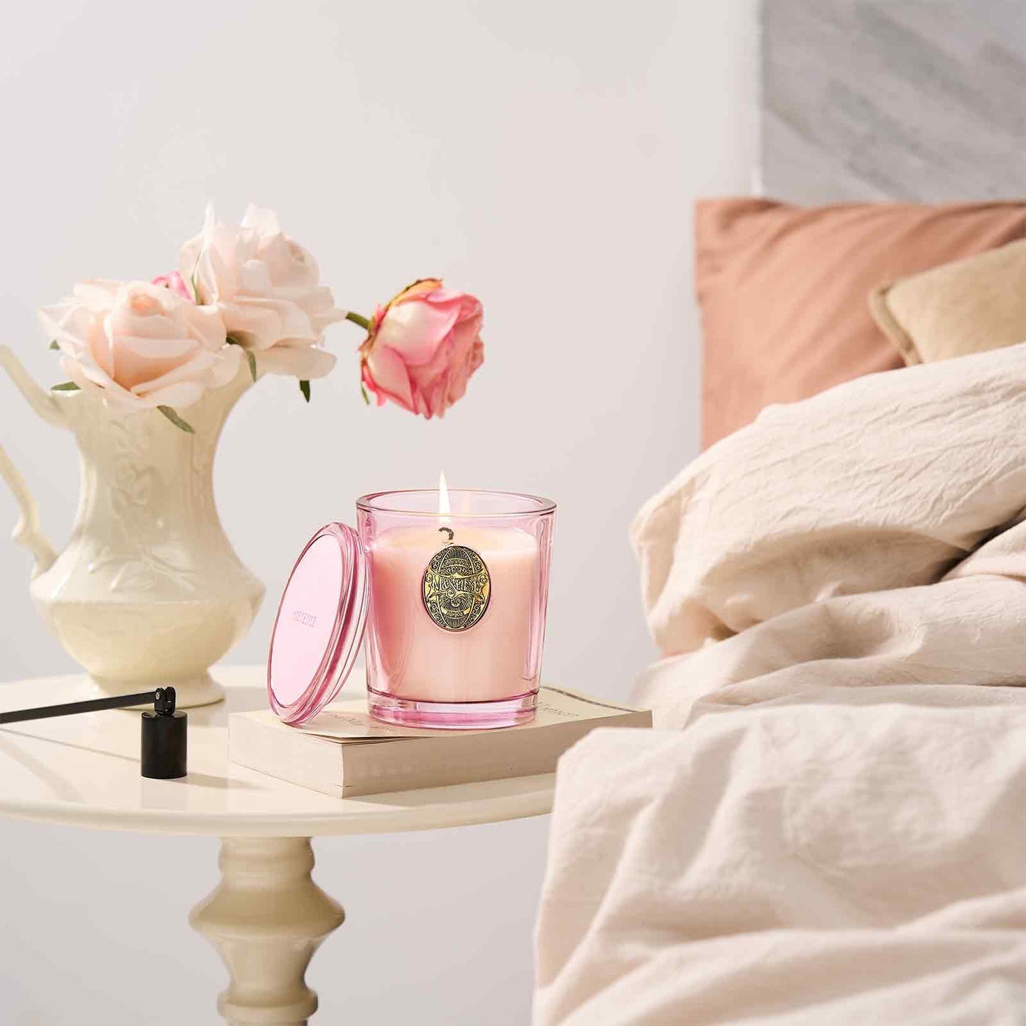 M&SENSE Natural Soy Candle | Jasmine & Pink | 9.2 oz, 50H Burn Time | Candle Gift for Her | Scented Candle for Mothers Day Gifts