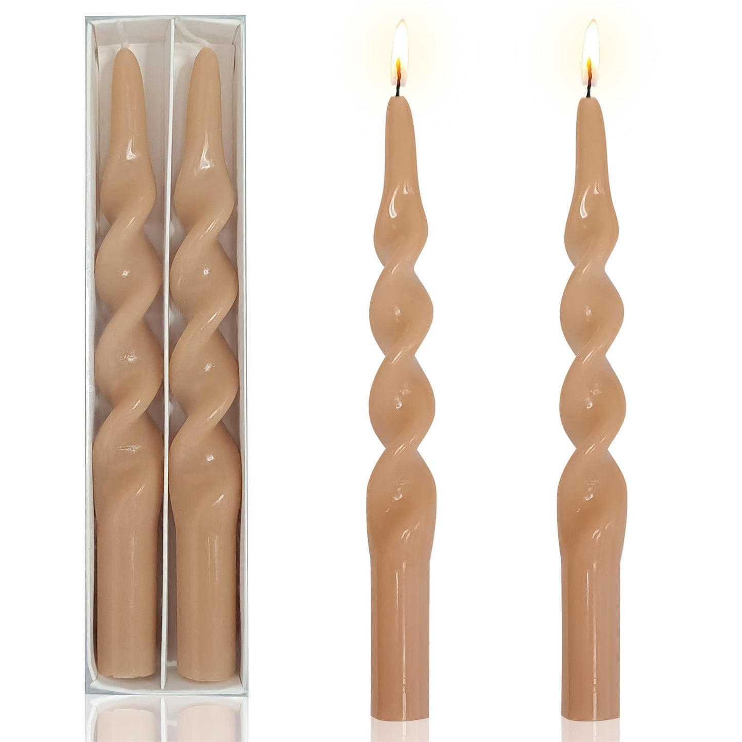 6pcs Long Candlesticks Spiral Taper Candle - Gedengni Set of 2 Twisted Candle Long Candle Sticks Brown Tapered Candles Tall 10INCH for Home Holiday Wedding Party
