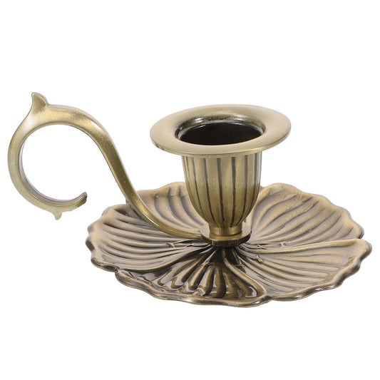 Healifty Candle Holder Candlestick Holder: Taper Candle Holders for Christmas Decor, Vintage Bronze Candlestick Holder with Handle, Candle Stand Chamberstick Handheld for Party Wedding Decor