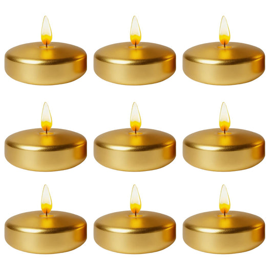 Gold Floating Candles 3 Inch 12 Pack – Paraffin Wax Floating Candle for Weddings, Centerpieces, Parties & Holiday Décor – Elegant, Long Burning & Clean Flame