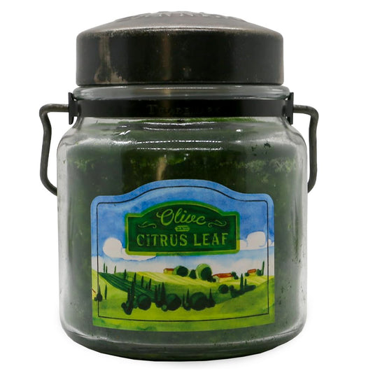 McCall’s Candles | Olive & Citrus Leaf | 16 oz Scented Candle | USA-Poured | Vintage Rustic Jar with Carrying Handle | Fresh Spring-Inspired Fragrance