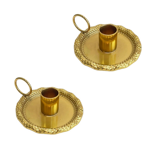 cachiv Taper Candle Holders Set of 2 Vintage Candlestick Holders Candlelight Stand with Handle for Home Wedding Table Decor (Gold)