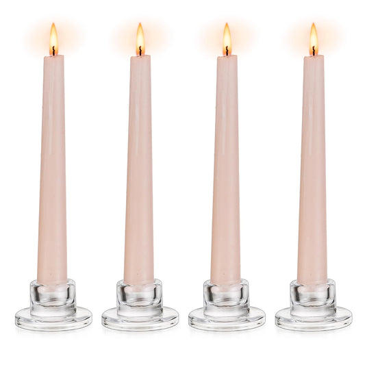 Glasseam Glass Tapered Candlestick Holders: Small Taper Candle Holders Set of 4 Clear Candle Sticks Holder for Table Centerpiece Short Modern Candle Holder for Wedding Christmas Home Decoration