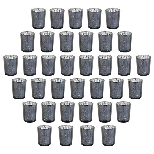 BTGLLAS 36pcs Black Glass Tea Light Holders - Votive Candle Holders Bulk for Weddings Events - Glass Votives for Wedding Centerpieces, Christmas, Thanksgiving - Candle Accessories Decor (36, Black)