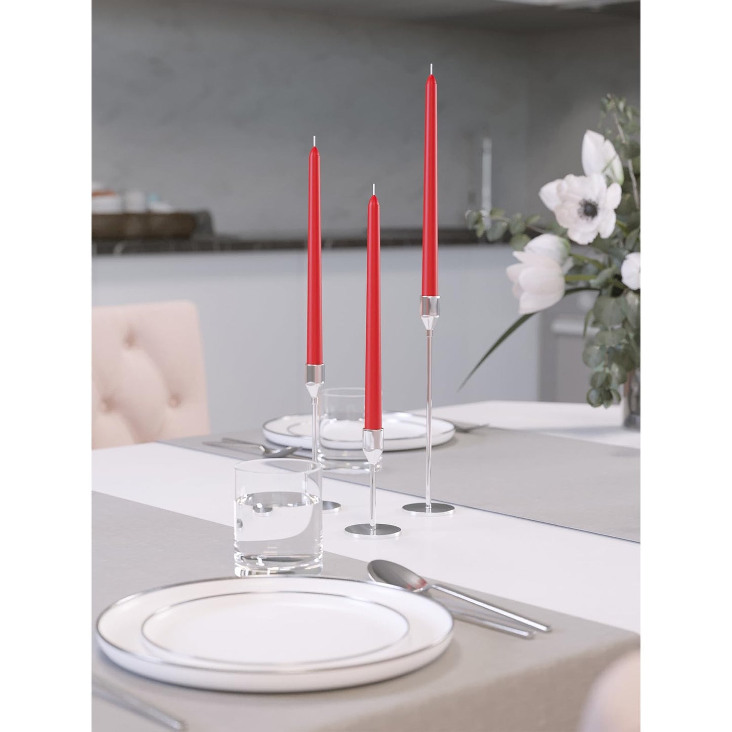 CANDWAX 12 inch Red Taper Candles Set of 4 - Dripless and Long Burning Candlesticks - Perfect as Red Long Candlesticks for Dinner or Holiday Home Decor - Taper Candle Sticks