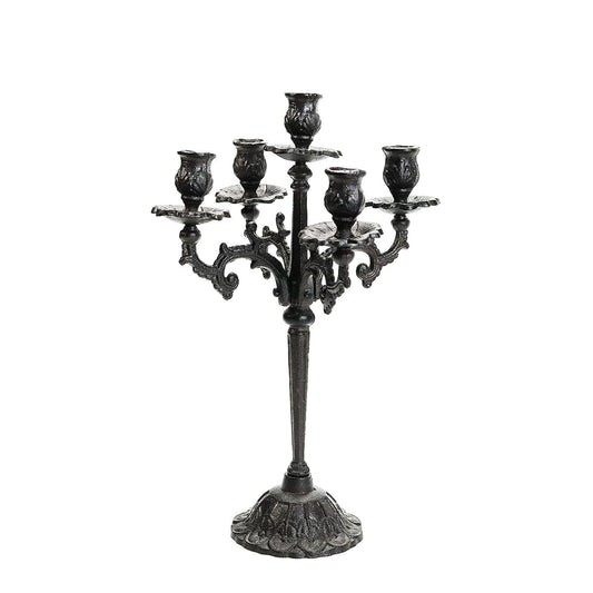 Candle Sticks Holder Decor Vintage Black Cast Iron Candelabra - 5 Arm Metal Candle Holder Candlestick Holder for Taper Candles Candle Elegant Centerpiece Decor for Table House Warming Gifts New Home
