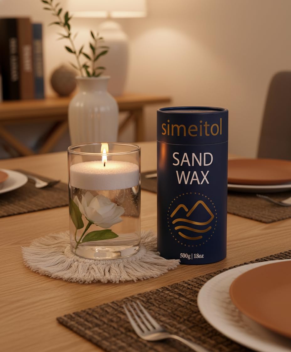 18oz Scented Candle Sand Wax, Sandalwood & Jasmine Scented Pearled Candles with a Glass Jar, Long Lasting with 120 Hours Refillable Candle Sand with 30 Wicks for Mom/ Home Decor/ Holiday Gift/ Relax