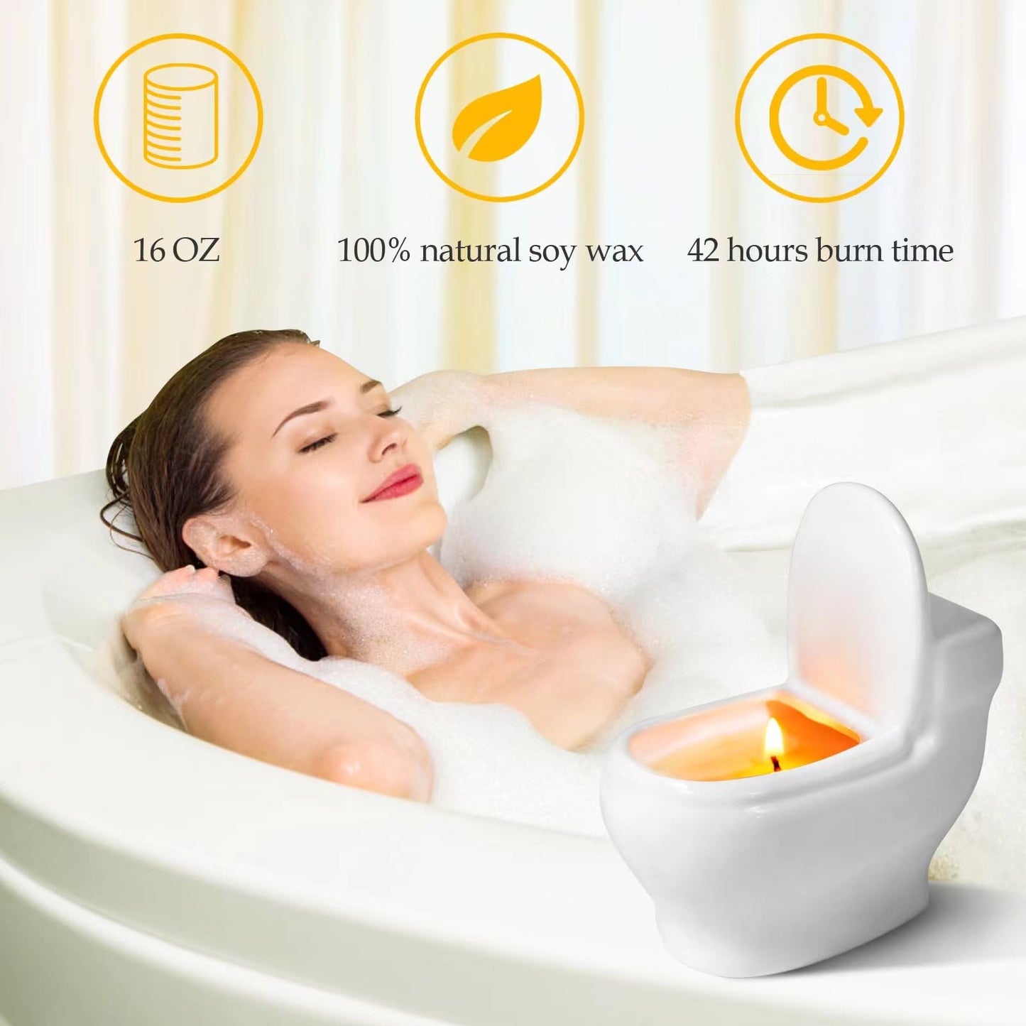 Toilet Shaped Scented Candles,Funny Gag Gift for Women & Men,Sandalwood Fragrance Aromatherapy Candle is 6 Ounces, Burns for Over 42 Hours,Unique Candles for White Elephant Party,Birthday Prank