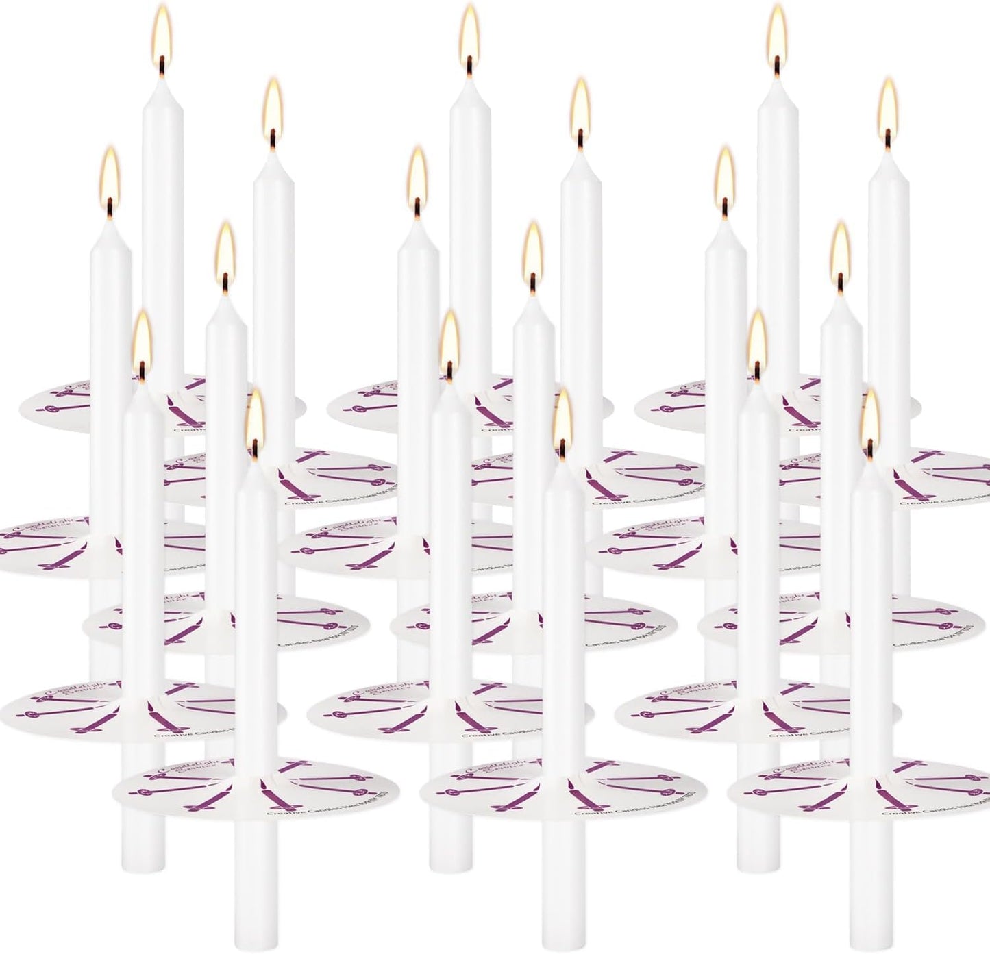 YOROXRG 200 pcs Church Candles with Drip Protectors for Devotional Candlelight Vigil Service, Unscented White 5" H X 1/2" D, No Smoke, Shabbat, Praye