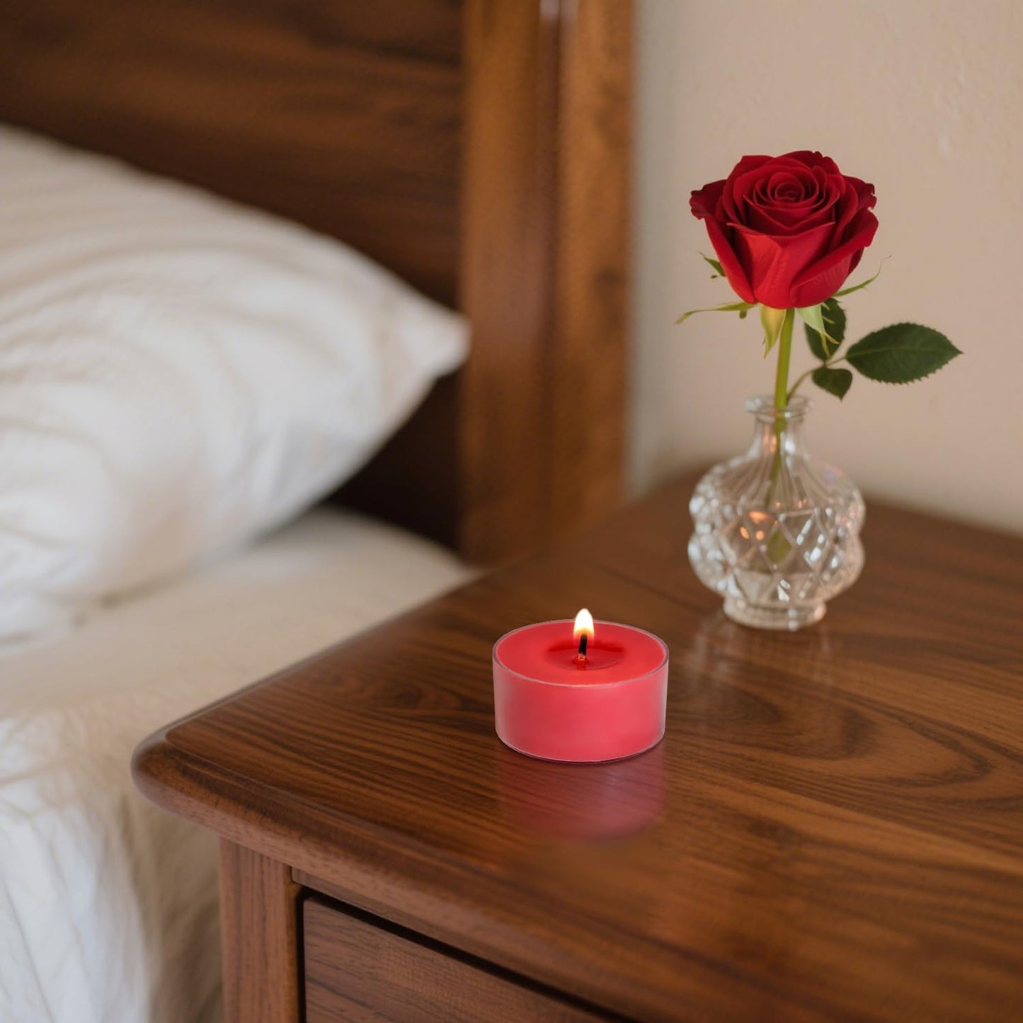 Scented Tea Lights Candles, Wisper of Rose, 48 Pack – Red Scented Tealight Candles– 100% Palm Wax – 6 Hour Burn Time Aromatherapy Tea Light Votive Candle for Dinner, Bedroom, Spa