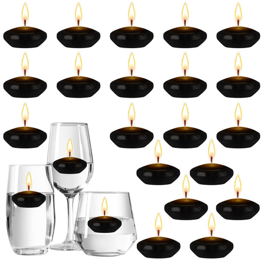 Nuanchu 20 Pcs Black Floating Candles Centerpieces for Wedding Small Unscented Floating Candles Decoration for Wedding Anniversary Holiday Party Gifts Home Pool Decor