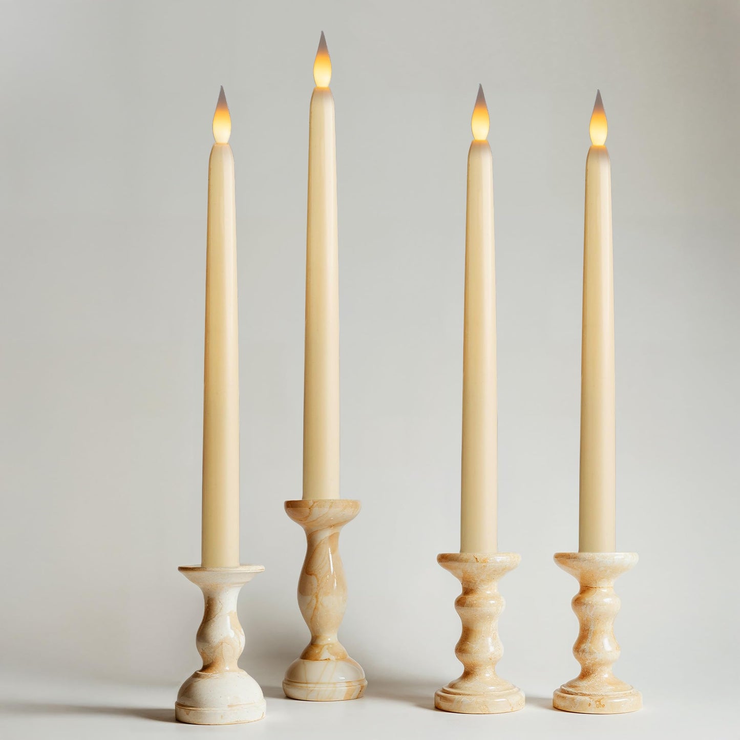 WYZworks 48 Pack, 11" LED Flameless Ivory Taper Flickering Candles Lights, Clickable On/Off Button, Battery Operated Electric Long Tall Candlesticks for Holiday Christmas Candelabra Wedding Window