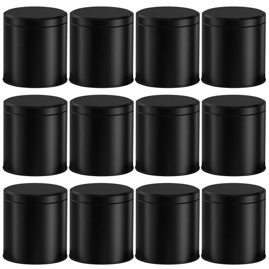Nexuraze Empty Candle Tins for Making Candles with Lids, Tinplate Material, Warning Label Printed on Can Bottom (Black)