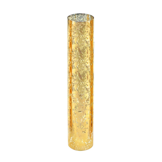 WGVI Hurricane Candle Holder Sleeve, W: 2.5", Ht: 14", Gold Speckled Glass Cylinder Open Both Ends, Chimney Tube Shade, 1 Piece