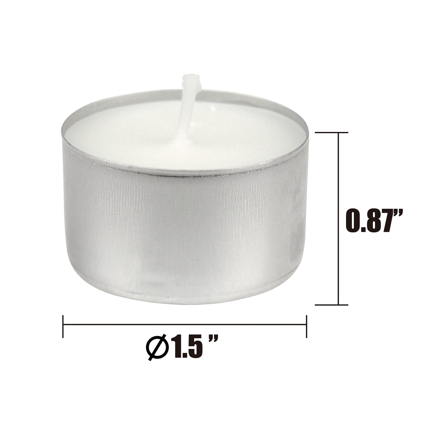 Stonebriar 100 Pack Unscented 8 Hour Extended Burn Time Tea Light Candles, White, 100 Count