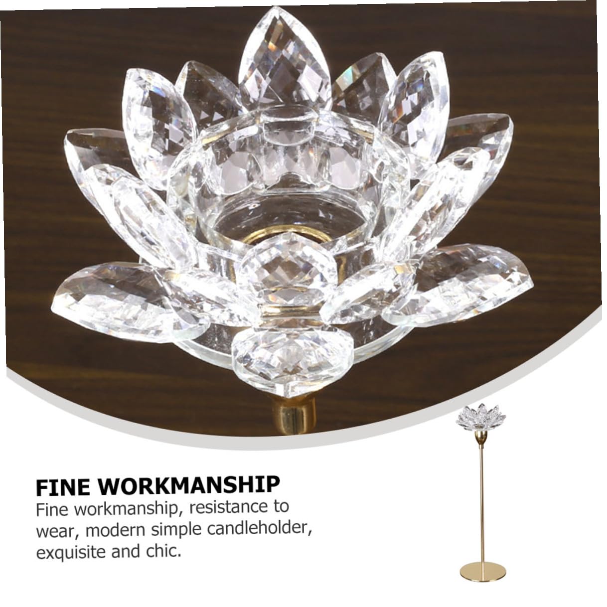 Abaodam Simple Metal Candle Stand Crystal Lotus Candle Holder Small Gold Decorative Candlestick for Dining Room Romantic Home Décor